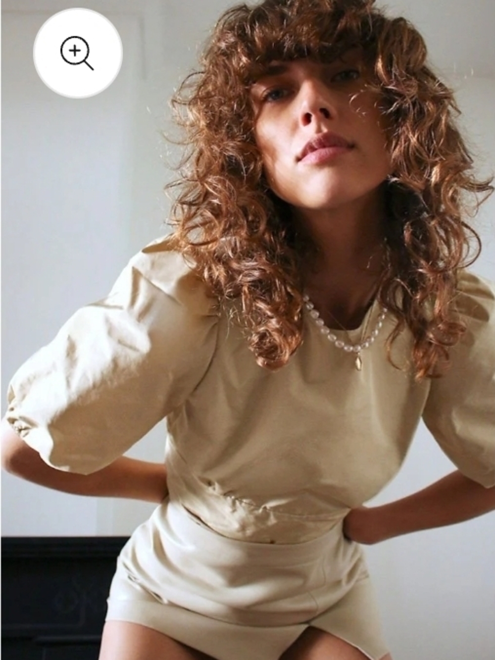Wilfred Taupe Puff-Sleeve Tunic Top